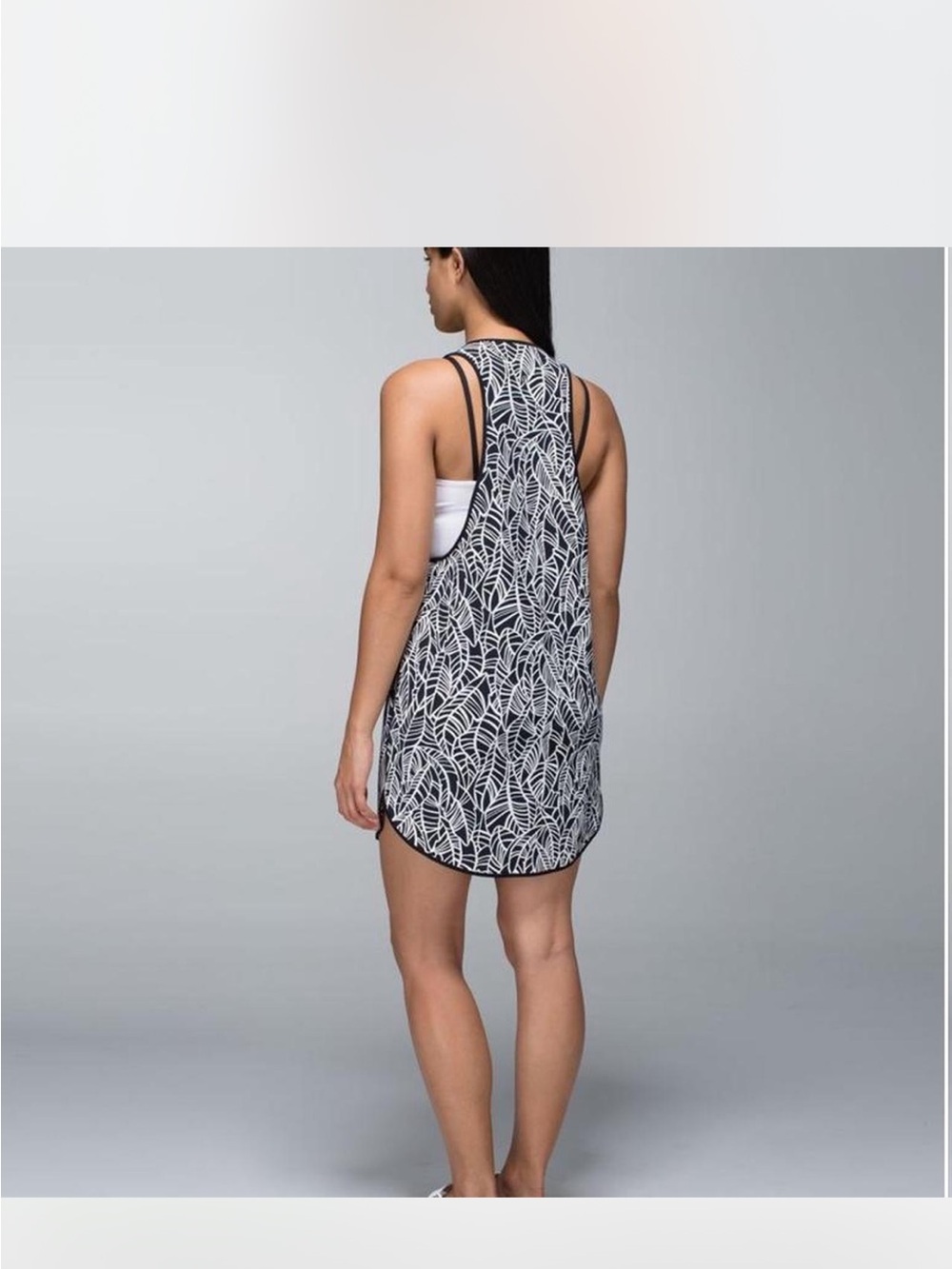 VTG 2014 Lululemon Coastal Dress sz 6/8 Pretty Palm Black Angel Wing athleisure